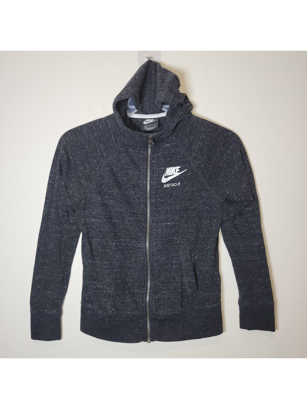 Nike Just Do It Full Zip Hoodie Men's Size L Large Charcoal Gray Heather